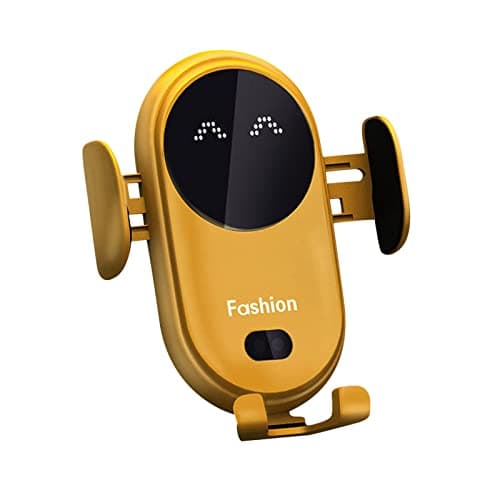 Smart Wireless Car Phone Holder With Auto-Sensing Charger - 10W Fast Charging Air Vent Mount, 360° Rotation Infrared Sensor (Yellow)
