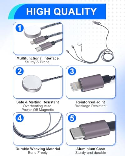 UCEC 3 in 2 Multi Charger Cable for Watch, Multi Fast Charging Cord — view 6