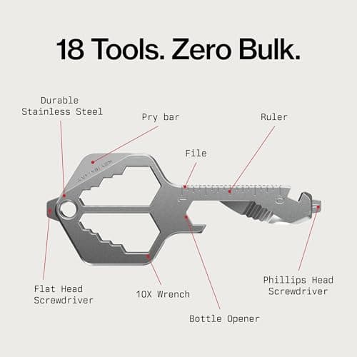 KeySmart Multitool Pro - 18-in-1 Multifunction Key Shaped Tool Pocket Multi-Tool Key Chain Bottle Opener Keychain, Key Multitool Keychain for Men Gift, EDC Gear Keychain, Stainless Steel, 1 Pack — view 2