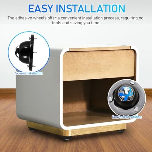 Mobestech Self Adhesive Mini Castor Wheels 12pcs 1.54in Ball Casters 360 Swivel Adhesive Universal Wheels for Furniture Legs Appliances Quiet Rolling — view 3