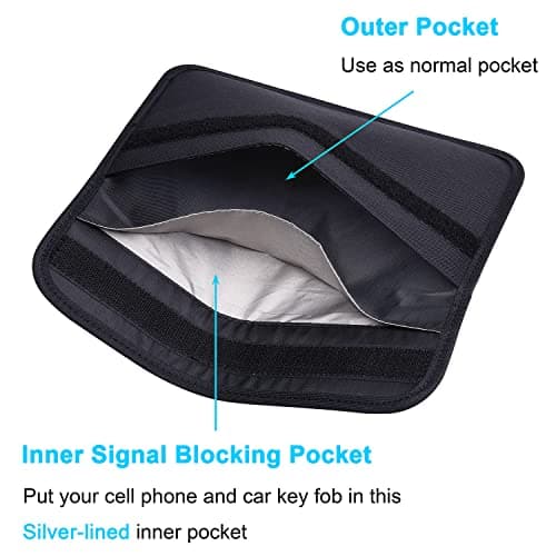wisdompro RFID Signal Blocking Pouch, Large Faraday Bag, Water-resistant — view 2