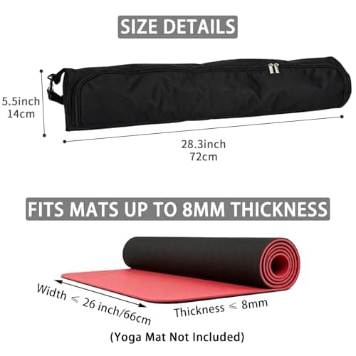 Ogetok Yoga Mat Bag, Full Zip Exercise Carrier Bag with Adjustable Strap, Waterproof Mat Carry Bag Strap for Gym Class Beach Park Travel for Women & Men (Black) — view 2
