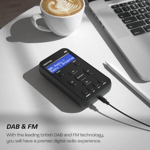 Portable DAB/DAB+ & FM Digital Radio | Sports Earphones Included | Clear Digital Display | Rechargeable Battery (10-12 Hours) | Perfect for Sports, Hiking or Working | AZATOM A2 (Black) — view 2