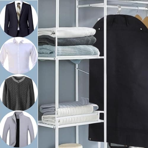Garment Bag, Pack of 2 Suit Protective Cover, Foldable for Family Wardrobe, Travel, Business, Business, Hotel, 120 x 60 cm, Black — view 4
