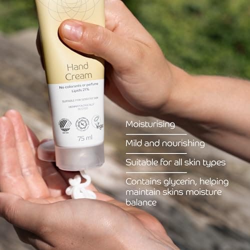 Abena Hand Cream | 75ml | Hand Moisturiser for Sensitive and Dry Hands | Fragrance Free Hand Lotion | Hand and Nail Cream Containing 21% Lipids and Glycerin | Hand Cream for Very Dry Hands — view 3