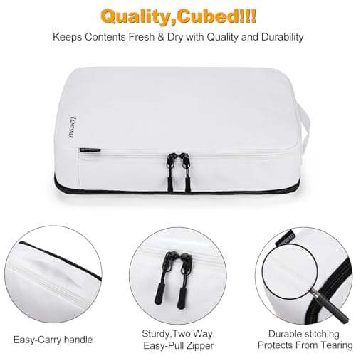 Compression Packing Cubes, Lumesner 8 Set Travel Essentials Packing Cubes for Carry on Suitcases, Compression Suitcase Organizers Bag Set & Travel Cubes (8-piece, White) — view 6