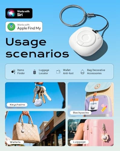 Smart Air Tracker Tag with Apple Find My, Item Finders for Luggage/Keys/Bags, Removable Battery (iOS Only) White — view 6