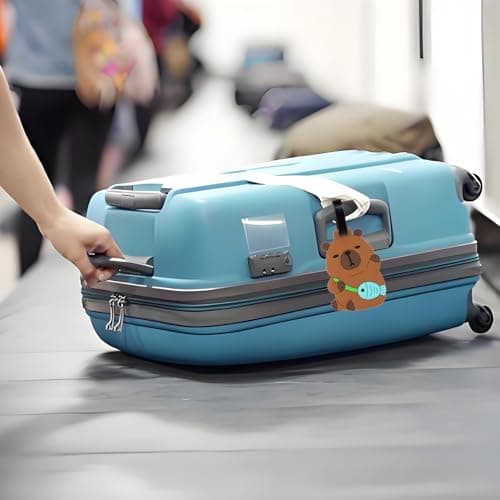 2PCS Luggage Tags, Cute Capybara Suitcase Tags, Silicone Secure Suitcase Labels for Travel Perfect to Quickly Spot, Baggage Labels Suitcases Name ID Cards Travel Accessories for Kids Boys Girls — view 6