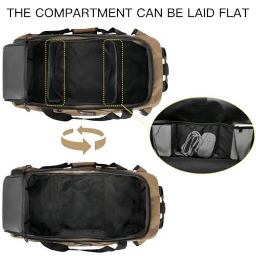 TUGUAN 100L Extra Large Duffle Bag for Travel Heavy Duty Duffel Holdall Backpack with Back Straps 30'' XL Big Weekend Overnight Bag for Camping Gym Sports Equipment Gear for Men Women, Brown — view 5