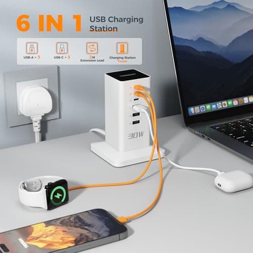 TESSAN 30W USB Charging Station, 6-Port Multi USB Charger with 2m Cord — view 2