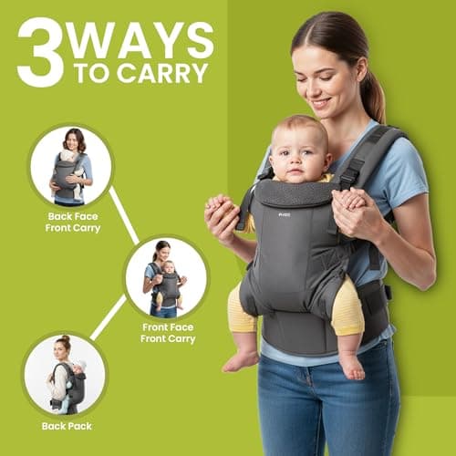 Polyester Baby Carrier- Adjustable Baby Carrier for Infants and Toddlers - Grey — view 3