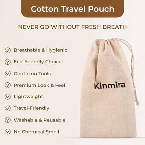 Kinmira Tongue Scraper (Pack of 1) - Stainless Steel Metal U-Shape Tongue Cleaner with Travel Pouch - Designed in London - Eco-Friendly Plastic-Free Packaging - Dental Hygiene & Fresh Breath — view 6