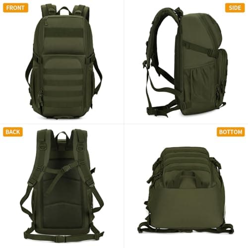 Huntvp Military Backpack 25L, Tactical Rucksack Mens Backpacks Travel Ruck sacks Adult Men, Molle Assault Pack Rucksacks Laptop Backpacks for Hiking Camping Trekking Hunting Traveling (Army Green-25L) — view 2