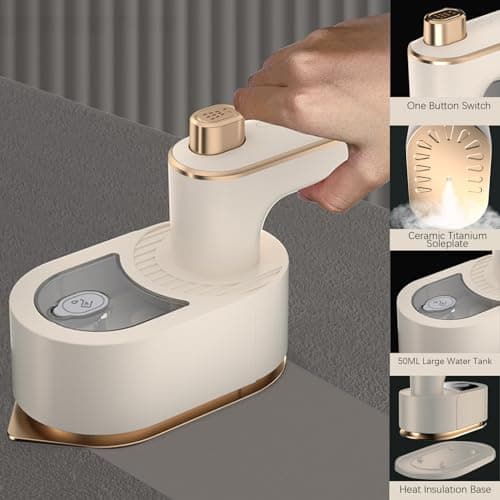Travel Iron Steam Mini, 30s Fast Heat Up Portable Handheld Steamer for Clothes, 180° Rotatable Support Dry and Wet Ironing, Garment Steamer for Home and Travel — view 6
