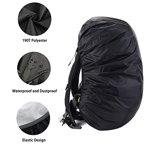 HYCOPROT Waterproof Backpack Rain Cover with Reflective, High Visibility Foldable Ultralight Dust and Rain Cover Rucksack for Hiking Camping Touring Cycling (Yellow, L) — view 3