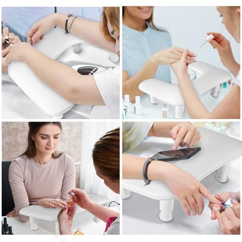 BREEZENEST Nail Arm Rest Manicure Hand Pillow, U-Shaped Nail Arm Rest Cushion with Non-Slip Base for Nail Art, Nail Salon Hand Rest Support Cushion Adjustable Height (White) — view 4
