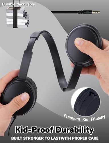 Gaosen Kids Headphones Bulk 5 Pack for School Classroom Students, Comfortable On Ear Headphones with 3.5mm Jack for Tablets Computer Travel(GS30,5Black) — view 2