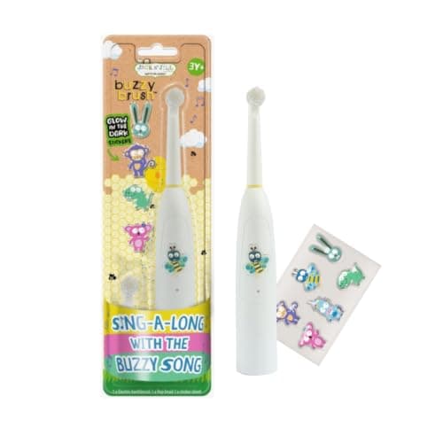 Jack N' Jill Kids Buzzy Brush Electric Musical Toddler Toothbrush – Kids Electric Toothbrush for Ages 3+, With LED Lights & Brushing Timer, Child-Friendly, Water Resistant, Battery Operated, Pack of 1