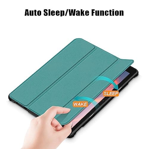 Trifold Stand Case for 10 inch Tablets 2023, TOKILO Slim Lightweight Stand Hard Back Shell Smart Cover with Auto Wake/Sleep, Un Fit for LG10 Tablet, Green — view 2