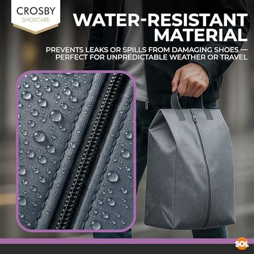 SOL 1pk Water Resistant Travel Shoe Bag - Zipped Organiser Shoe Bag — view 5