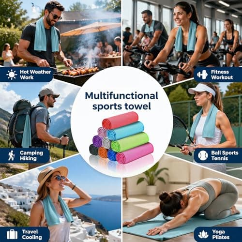 Bulr 10 Pack Cooling Towel,Ice Towel Cooling Towels for Neck and Face Microfiber Cooling Towel for Gym,Yoga,Camping,Running,Fitness,Workout & More Activities(40"x12") — view 6