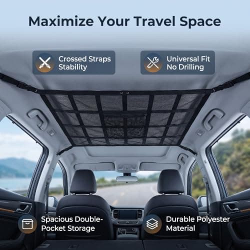 RASTKY Car Ceiling Cargo Net Double Layer Zippered Roof Storage Organizer — view 3