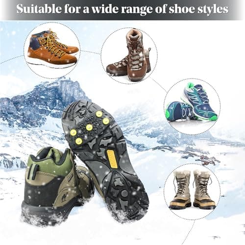 Kids Non Slip Ice Cleats for Shoes and Boots,Small Ice Snow Gripper Shoe/Boot Traction Cleats with 5 Spikes, Winter Outdoor Anti-Slip Crampons for Women Kids Walking, Climbing UK Size 2-6 — view 4