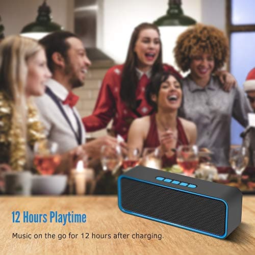 Kolaura Portable Wireless Speaker, Bluetooth 5.0 Speaker with 3D Stereo HiFi Bass, 1500mAh Battery, 12 Hour Playtime (Blue) — view 4