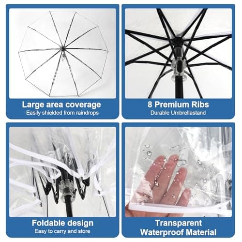 YANGUN 2 Pack Transparent Umbrella, See Through Umbrella for Events Walking Handbag Travel, for Rain Men and Women, Rainproof, Windproof, See Through — view 3