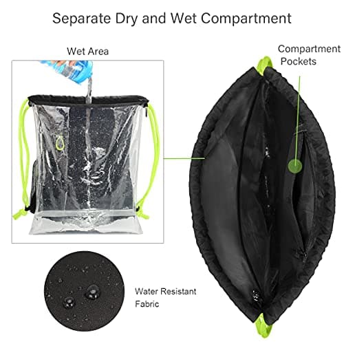 RYACO Waterproof Drawstring Backpack, Swimming Sports Gym Bag — view 2