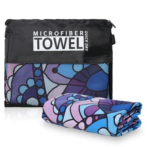 Vorvowry Microfibre Beach Towels for Adults Women Men Extra Large Lightweight Quick Dry Sand Free Travel Towel Double Sided Printing for Swim Sports with Mesh Bag 80×180cm Purple Mandala 1 Pack — view 2