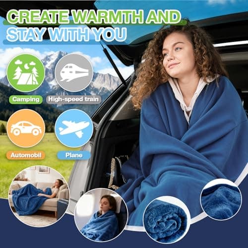 Jokureao 2 in 1 Travel Blanket and Pillow, Soft Micro Plush Portable Airplane Blanket, Ultralight Travel Blanket, Compact Foldable Flannel Blanket for Flights, Car, Business Trips — view 3