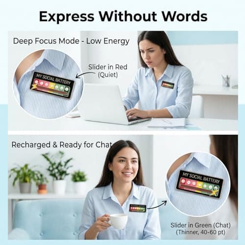 10Pcs My Social Battery Badge with 7 Sliding Expressions — view 4