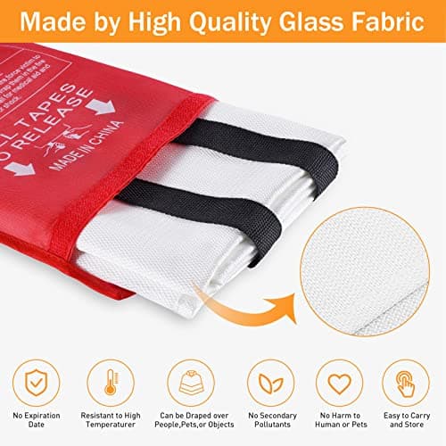 Emergency Fire Blankets for Kitchen & Home, TUV-Certified, 1 x 1m, 2 Pack — view 4
