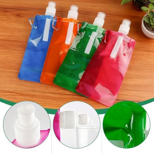 4 Pack Collapsible Water Bottles 480ml with Clip 4 Colours — view 3