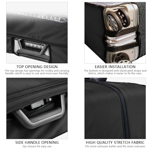 Veki PVC Travel Luggage Cover, Waterproof Suitcase Cover, Black 28inch — view 5