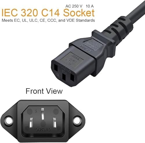 RUNCCI-YUN 20 Pack AC 250V 10A IEC 320 C14 Panel Mount Plug Adapter Power Connector Socket Black Screw Mount 3 Pins Inlet — view 5