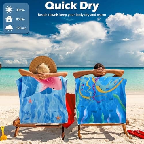 Bingobang 2 Pack Microfiber Beach Towels for Adults Extra Large 180×90 cm — view 4
