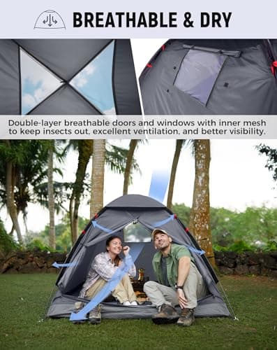 KingCamp 2-3 Man Camping Tent Waterproof 3000mm,Lightweight Dome Tent,Grey — view 5