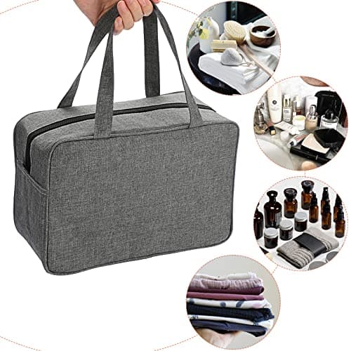 IGNPION Men Large Travel Toiletry Bag Women Waterproof Full Size Wash Bag Dopp Kit Shaving Organizer Bag Make UP Cosmetic Bag Swimming Gym Bag for Toiletries Accessories (Grey) — view 3