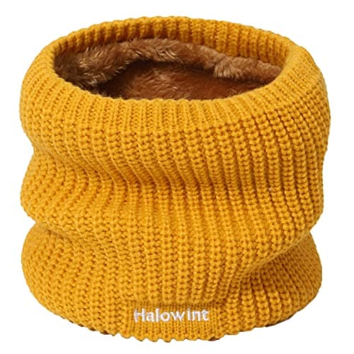 Women&Men Winter Slouchy Knit Warm Scarf Knitted Wool Bib Windproof Scarf (Yellow, One Size)