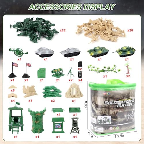 deAO 100 PCS Military Play Set with Toy Soldiers, Toy Army Figures, Tanks — view 6