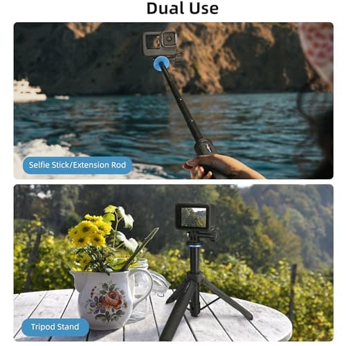 20"/51cm Mini Selfie Stick Tripod for DJI Osmo Pocket 4P/4/3, GoPro Hero 13/12/11/10/Max2, DJI Action 6/5 Pro/4, 2-in-1 Desk Tripod Stand w Extension Pole/Travel Volg Hand Grip/Accessories — view 4