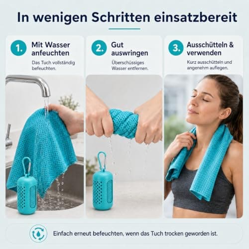 DGYBDFC Cooling Towels Set of 3 with Silicone Covers and Hooks, 30 x 80 cm, Water-Activable and Quick Drying Polyester for Neck, Fitness, Hiking and Travel, Black Pink Turquoise — view 3