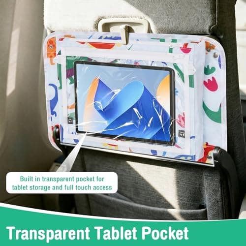 Bpyhebe Airplane Tray Cover Kids, Car Seat Tray with Transparent Tablet Pocket for Kids Travel, Toddler Airplane Travel Essentials(Dinosaur) — view 4