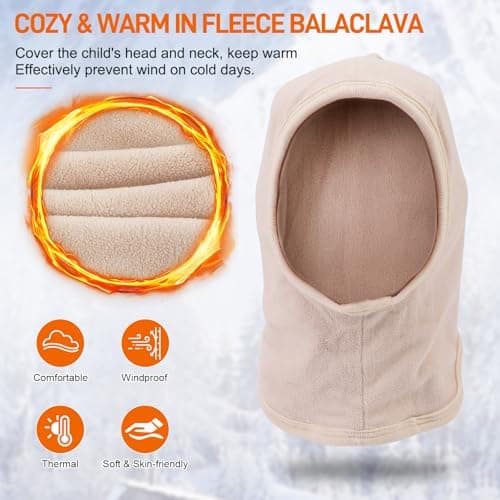 QKURT Toddler Winter Warm Balaclava, Thermal Windproof Hat Neck Warmer Warm Knit Cap Scarf Kids Winter Knitted Beanie Hat Snood Neck Warmer — view 3