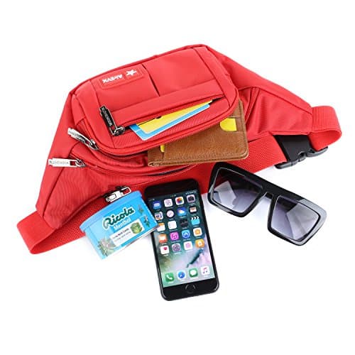 Bumbags and Fanny Packs for Running Hiking Waist Bag Outdoor Sport Hiking Waistpack for Men Women (Red-Ex-Belt) — view 3