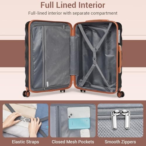 British Traveller Large Suitcase, Lightweight 28 Inch Checked Luggage — view 6