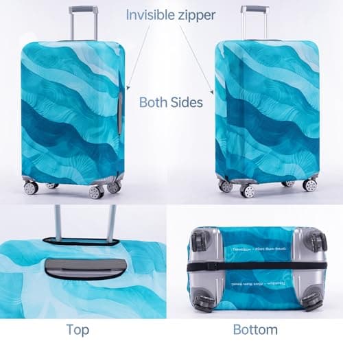 Travelkin Luggage Covers For Suitcase Tsa Approved Suitcase Cover Protector, Blue Wave, M — view 2