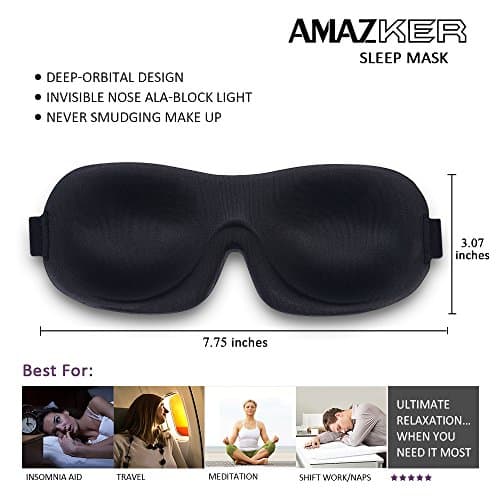 Sleep Mask Invisible Alar Deep Orbit 3D Eye Mask Ultra Lightweight & Comfortable Sleeping Mask Eye Sleep Mask for Travel, Nap, Shift Works (Blue&Black, 2 Count（Pack of 1) — view 6